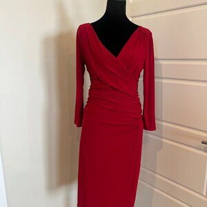 carmen marc valvo cocktail dress, art red, small NWT